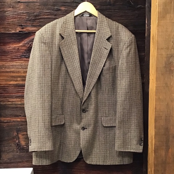 Haggar Houndstooth Blazer Checkered Plaid Suit Jacket Structured Sports Coat 42R - Picture 16 of 16